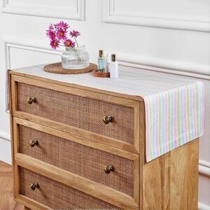 Solino Home Linen Striped Table Runner 60 Inches - 100% Pure Linen Multicolor